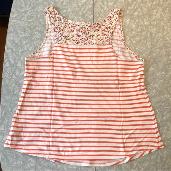 Old Navy Coral Striped/Floral Pocket Tank - Picture 2 of 4